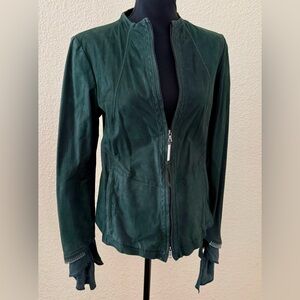 Isaac Sellam Atelier Dark Green Leather Zip Jacket Size 40